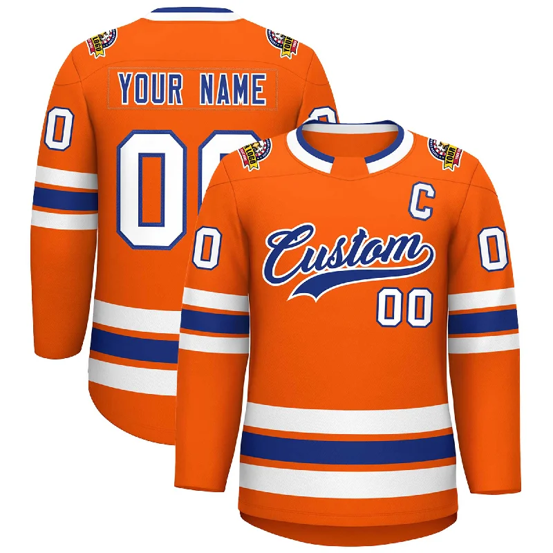 Custom Orange Royal-White Classic Style Hockey Jersey Casual Men's Short