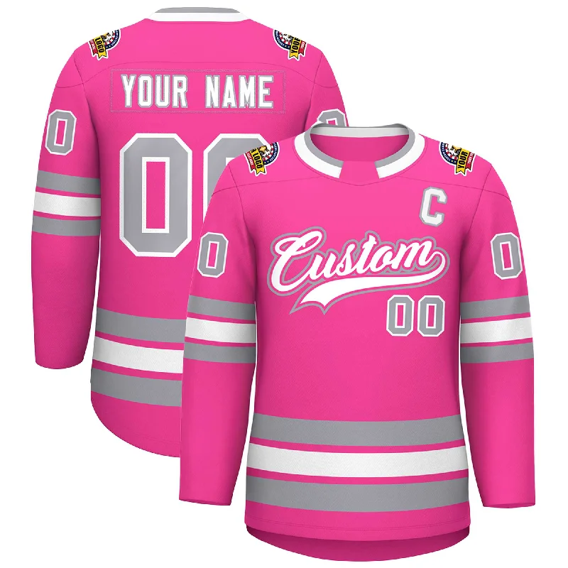 Custom Pink White Pink-Gray Classic Style Hockey Jersey Vintage Men's 1970S Disco