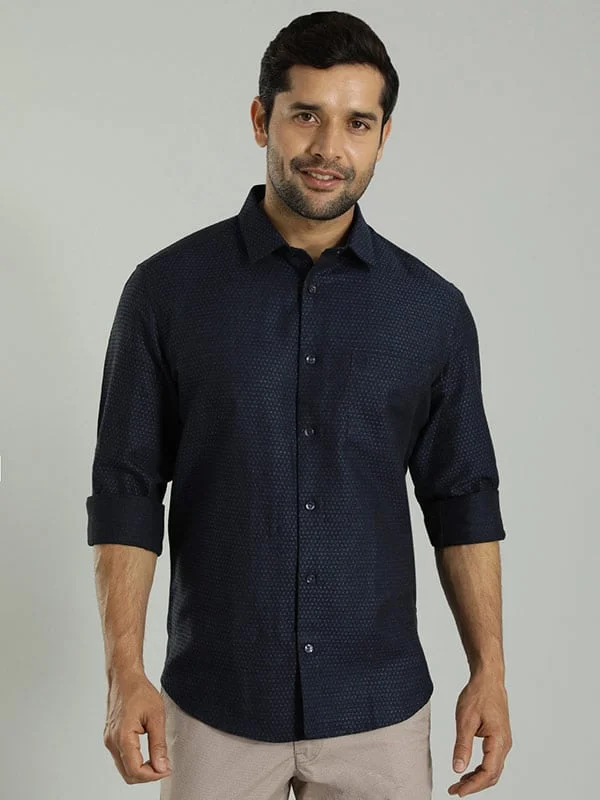 Men Solid Full Sleeve Cotton Blend Shirt Vacation