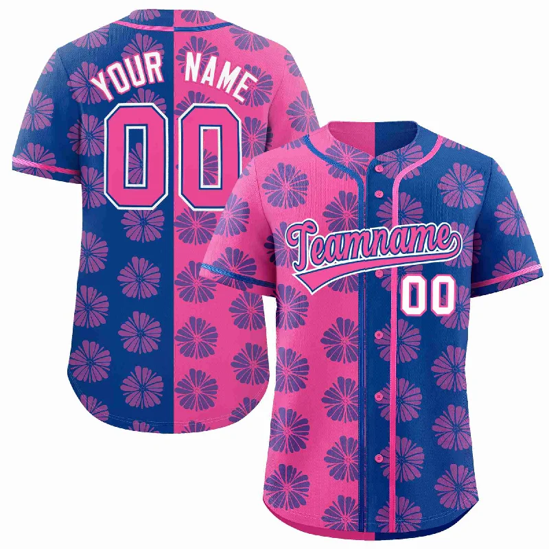 Custom Pink Royal Split Fashion Flower Graffiti Pattern Authentic Baseball Jersey Dynamic Men's High