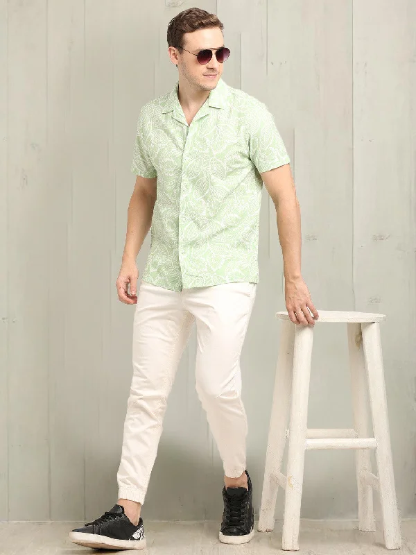 Men Printed Half Sleeve Cotton Shirt Relaxed Men's Australian 