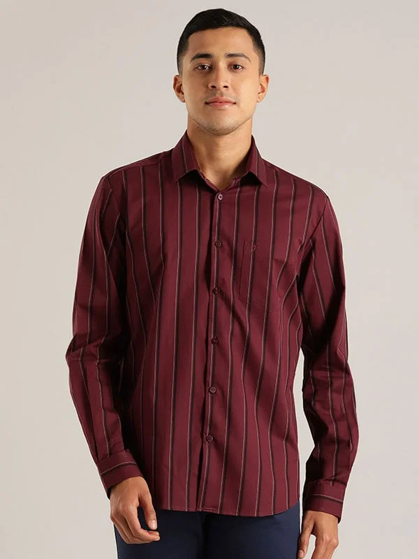 Men Striped Full Sleeve Cotton Shirt Earthy Men's Sustainable 