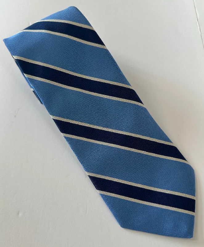 R. Hanauer Tie - Cobalt & Navy Crescent Stripe Sleek Men's Metallic