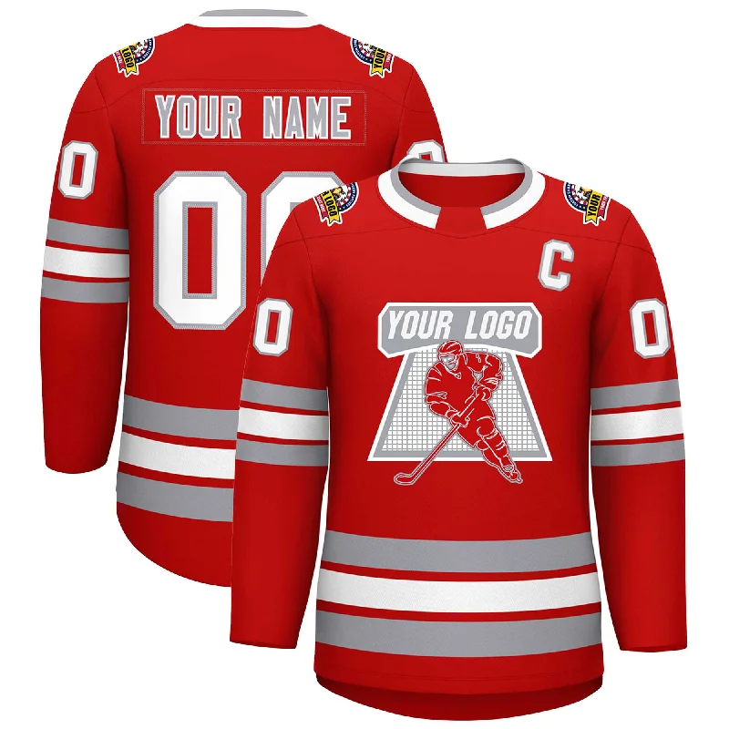 Custom Red White Red-Gray Classic Style Hockey Jersey Artistic Men's Avant