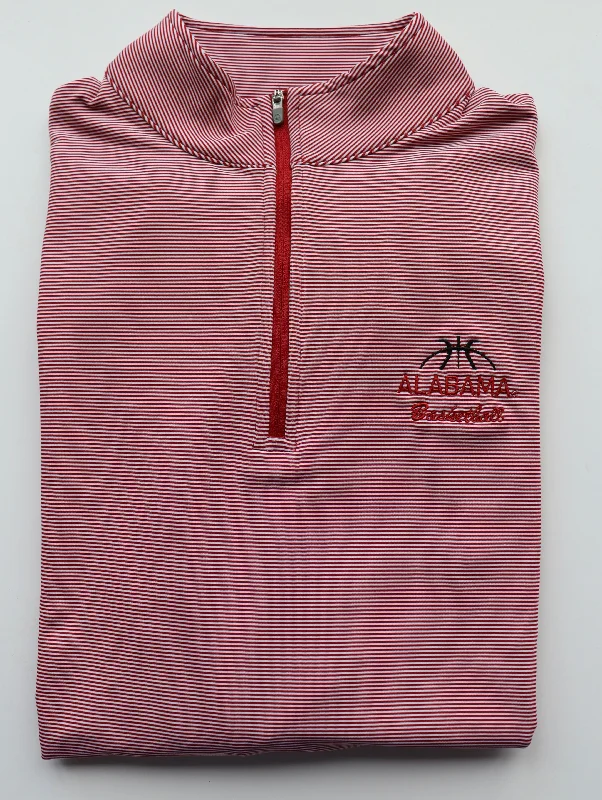 Peter Millar Crimson Stripe Perth Quarter Zip (Alabama Basketball) Hip Men's Urban