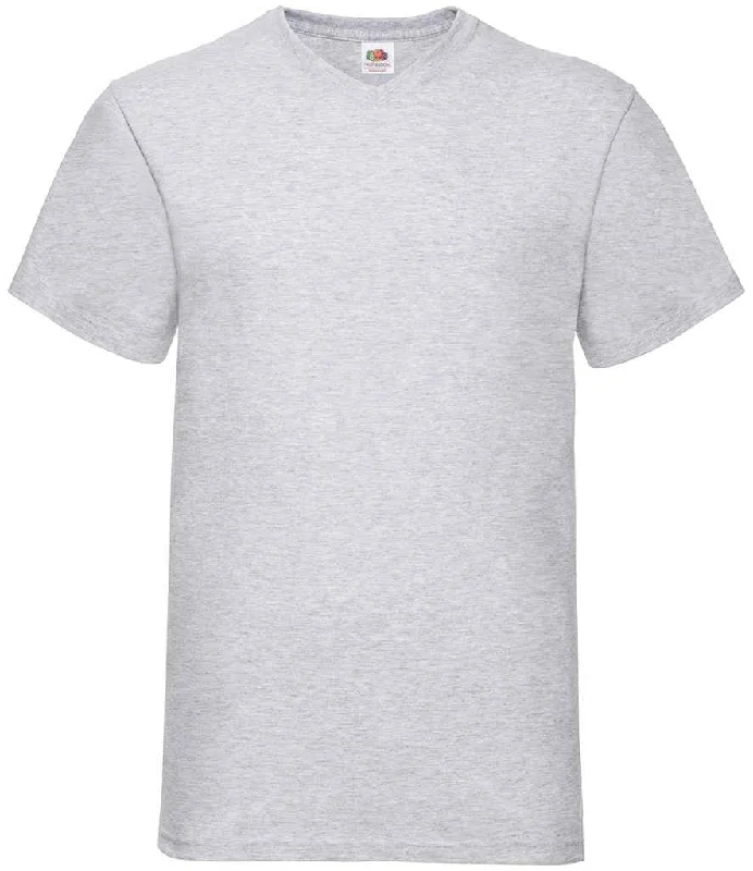 Fruit of the Loom V Neck Value T-Shirt | Heather Grey Relaxed Men's Beach