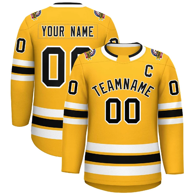 Custom Gold Black-White Classic Style Hockey Jersey Athletic Men's Compression