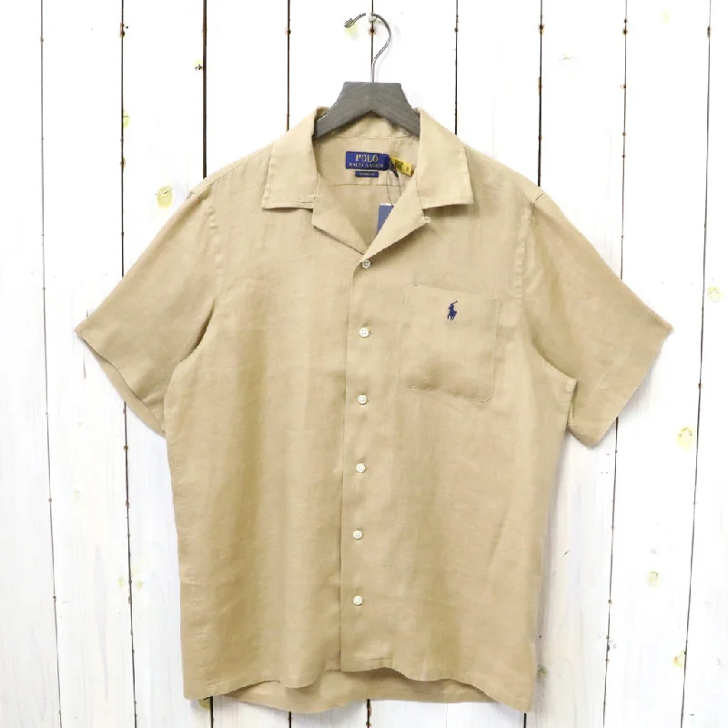 POLO RALPH LAUREN『クラシックフィット リネン キャンプシャツ』(BEIGE) Polished Men's Satin