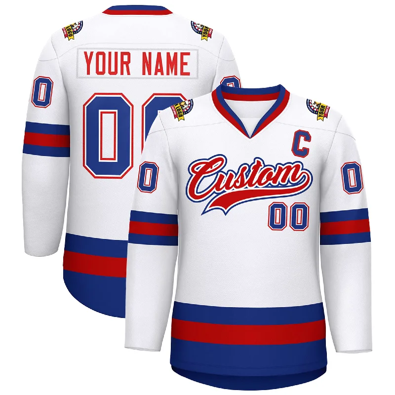 Custom White Red White-Royal Classic Style Hockey Jersey Stylish Men's Tropical 