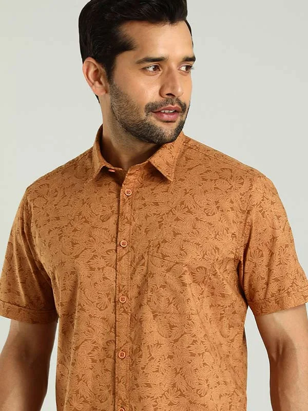 Men Printed Half Sleeve Cotton Shirt Confident Men's Power