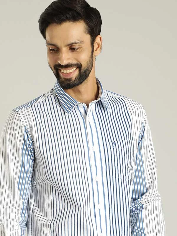 Men Striped Full Sleeve Cotton Shirt Confident Men's Power