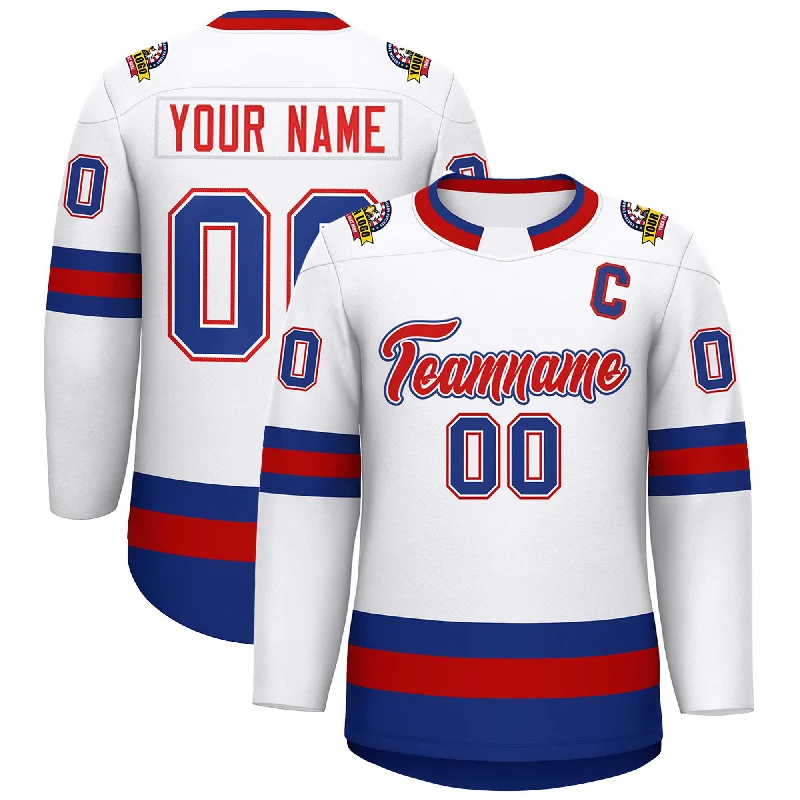 Custom White Red White-Royal Classic Style Hockey Jersey Traditional Men's Country