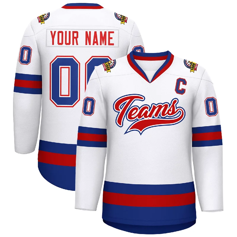 Custom White Red-White Classic Style Hockey Jersey Practical Men's Multi