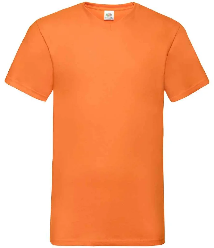 Fruit of the Loom V Neck Value T-Shirt | Orange Preppy Men's College