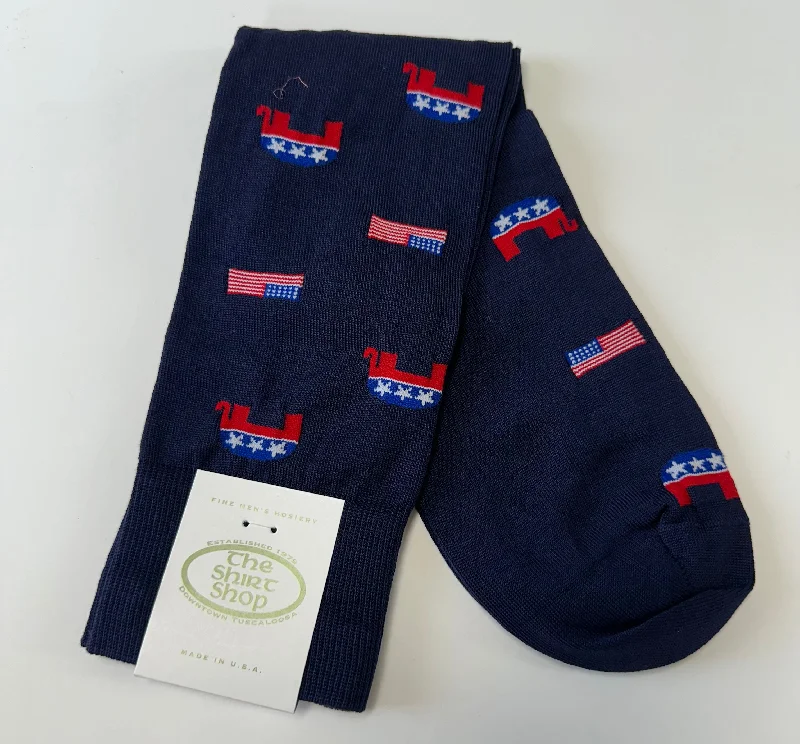 The Shirt Shop Socks - Elephant with American Flag (3 Colors) Elegant Men's Formal 