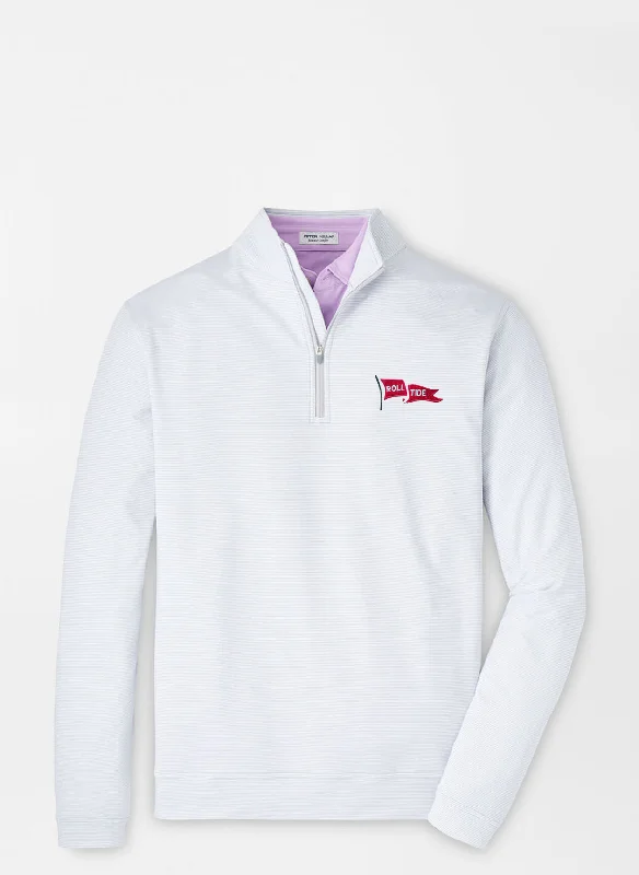 Peter Millar British Gray Stripe Perth Quarter Zip (Pennant Flag) Laid