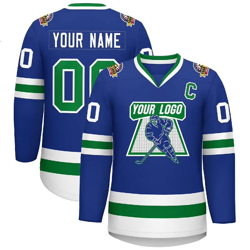 Custom Royal Kelly Green-White Classic Style Hockey Jersey Stylish Men's Neon