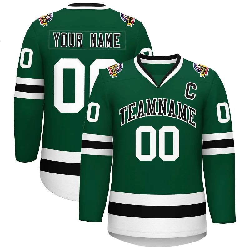 Custom Green Black-White Classic Style Hockey Jersey Streetwear Style