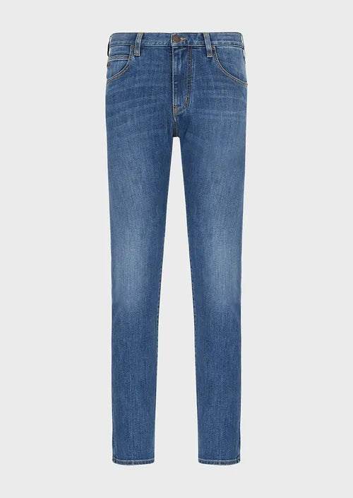 Emporio Armani J45 washed, regular-fit, twill comfort-denim jeans Bohemian Men's Free