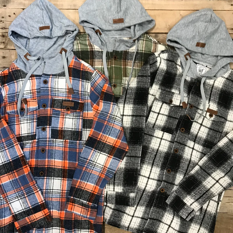 Expedition Lightweight Hooded Flannel Jacket Cool Men's Distressed