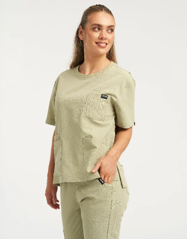 Essential Crewneck Scrub Top - Matcha Laid