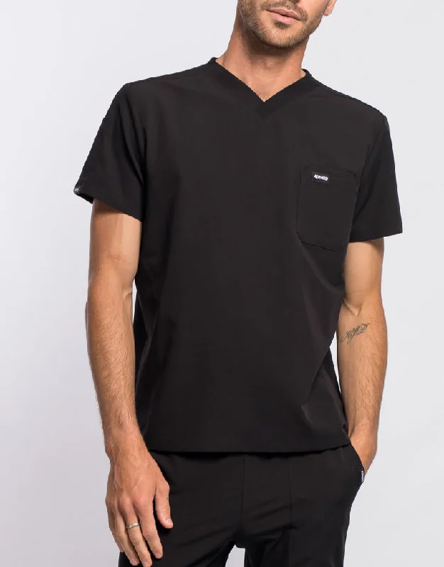 Essential V Neck Scrub Top - Black Trendy Men's Bucket