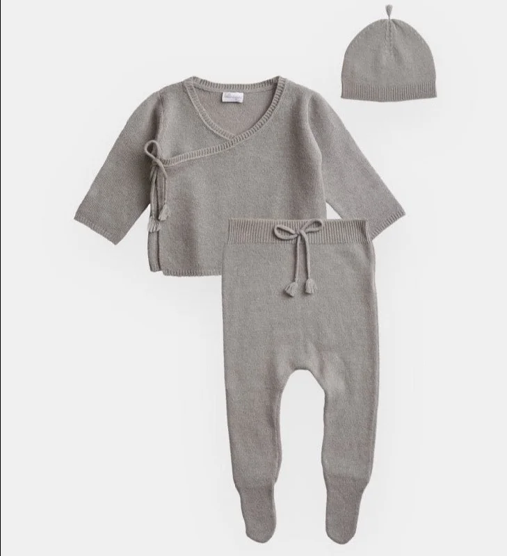 BELLE ENFANT Wrap Top, Leggings, Hat Set Cloud Grey Modern Men's 