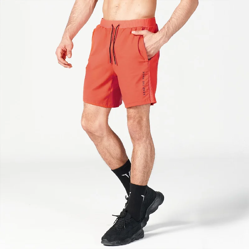 Statement Ribbed Flex Shorts - Paprika Monochromatic All