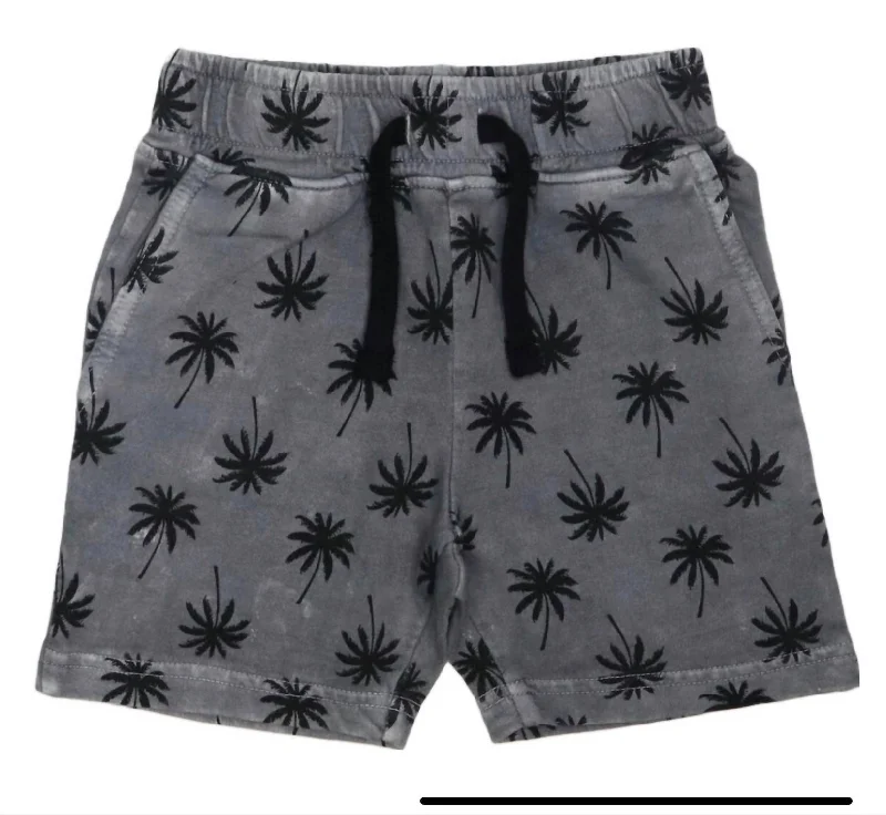 Boy's Palm Enzyme Shorts In Grey Relaxed Men's Beach