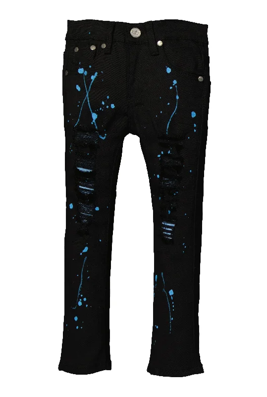 Little Boys Paint Splatter Print Distressed Jeans Youthful Men's Anime