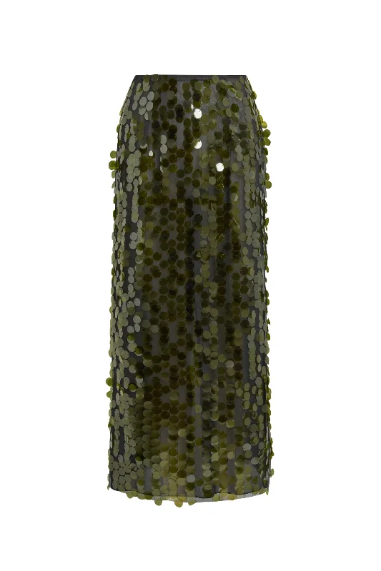 Dia Green Sequin Midi Skirt Unique Men's Patch