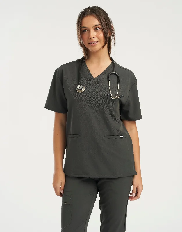 Essential V Neck Scrub Top - Asphalt Masculine Men's Thick