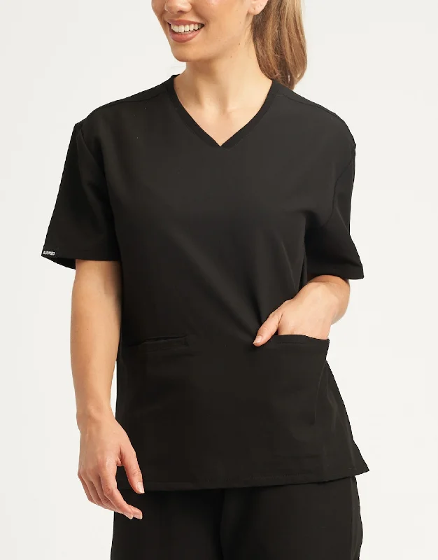 Essential V Neck Scrub Top - Black Earthy Men's Hemp