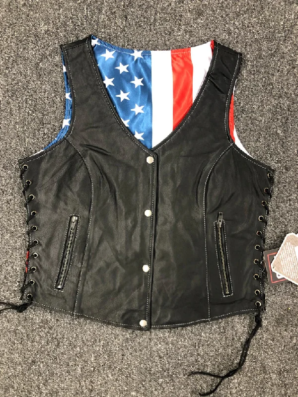 Ladies Vest W/USA Flag Lining Modern Men's Tech