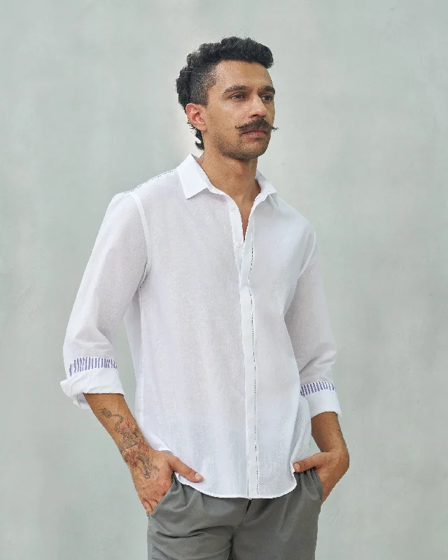 Midnight Shirt - White Stylish Men's Tropical 