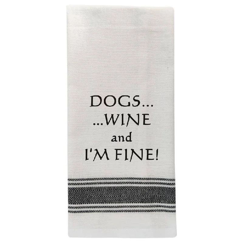 Tea Towel - BB-D-91 Dogs, wine and I'm fine! Elegant Men's Formal 