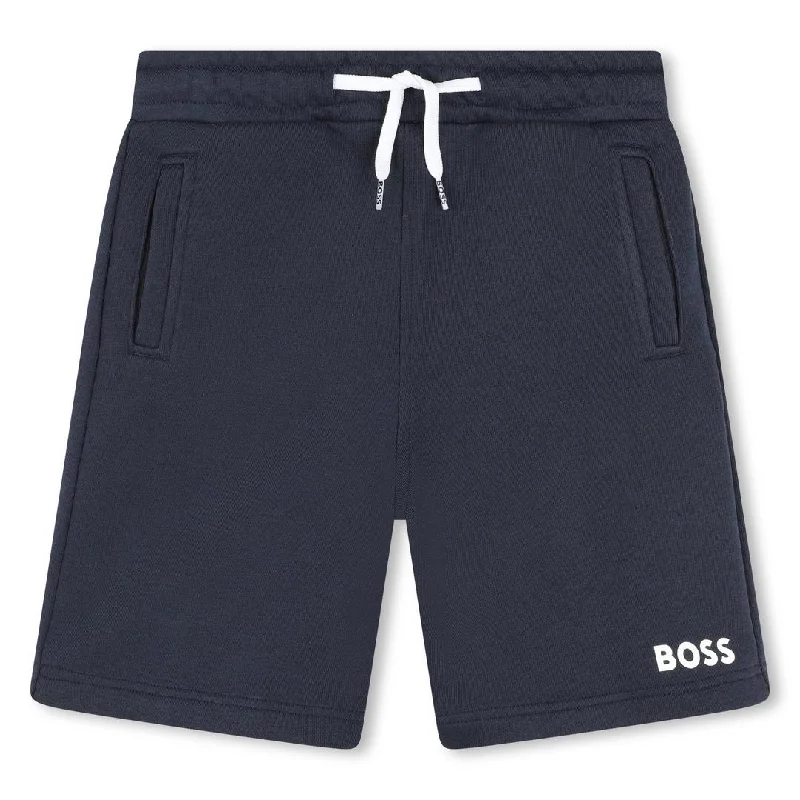 Navy Logo Shorts Laid