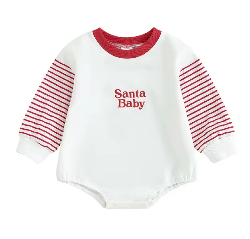 Santa Baby Embroidered Sweatshirt Romper Minimalist Men's Casual 