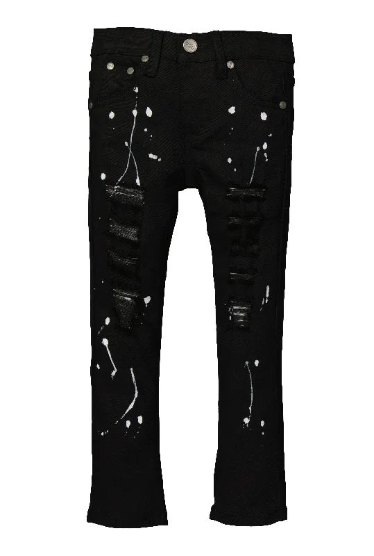 Little Boys Paint Splatter Skinny Jeans Trendy Men's Oversized