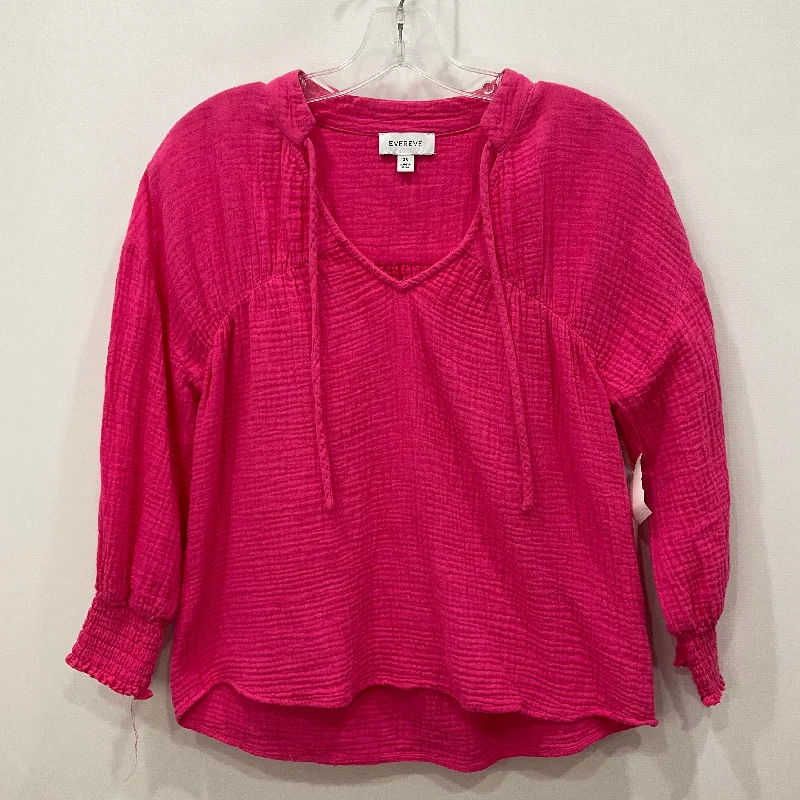 Top Long Sleeve By Evereve In Pink, Size: Xs Cool Men's Distressed