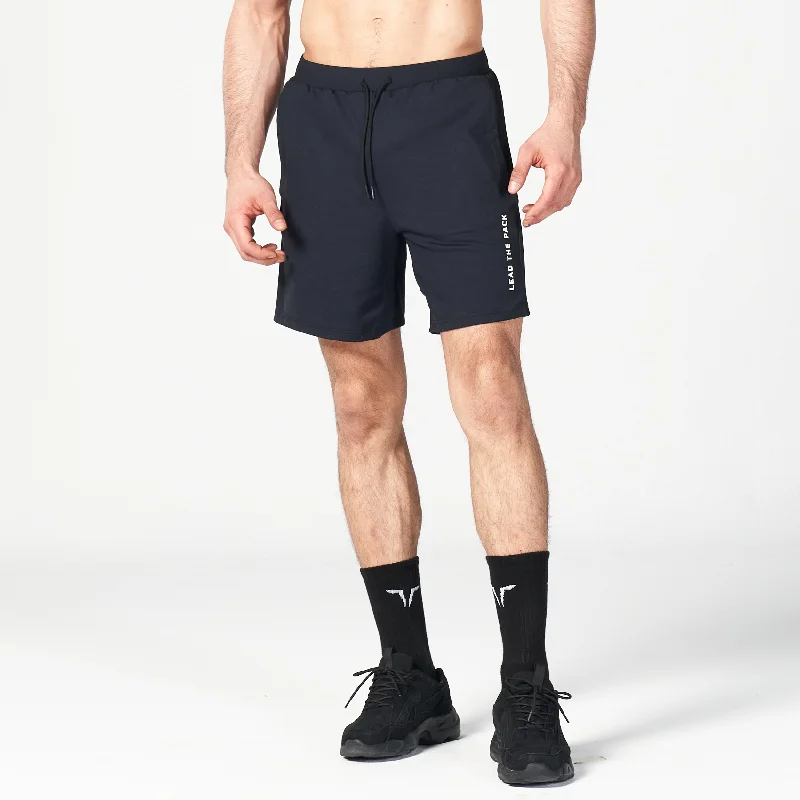 Statement Ribbed Flex Shorts - Black Modern Men's Geometric