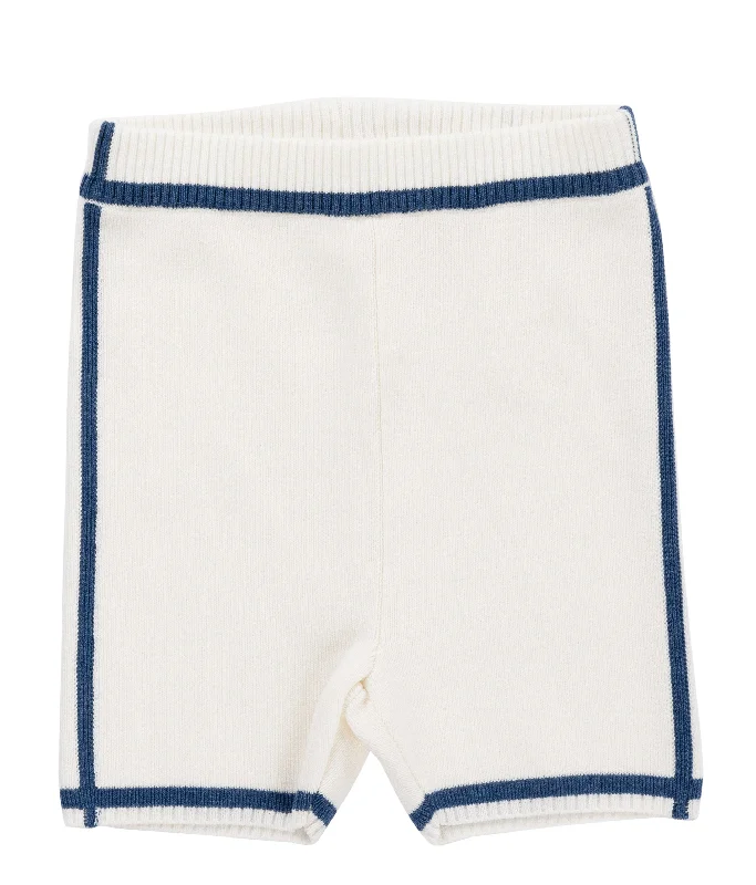 KIPP IVORY/BLUE TRIM KNIT SHORTS Stylish Men's Tropical 