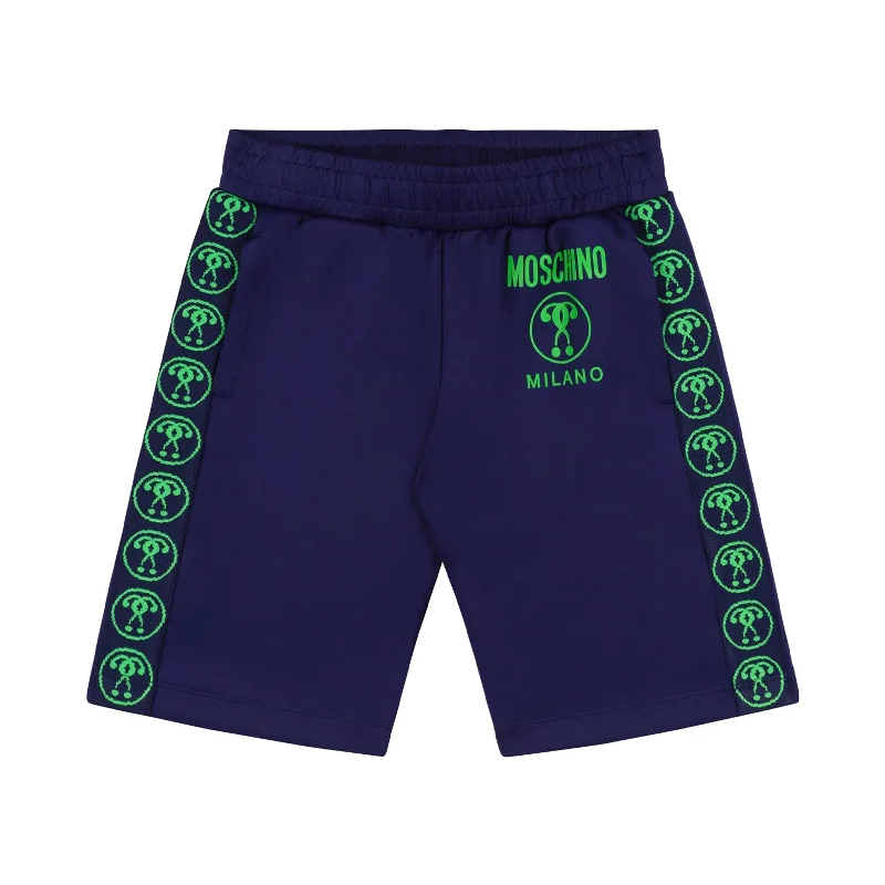 Moschino-Monogram Tape Shorts-HUQ016-LDA40-40016-Blue Navy Confident Men's High