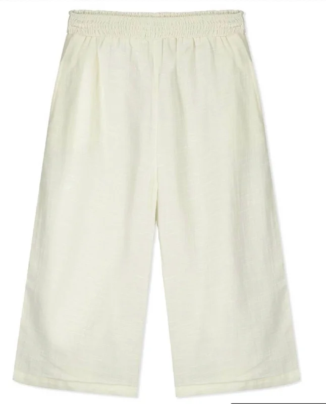 Girl's Santorini Wide Leg Pants In Ivory Sleek Men's Metallic