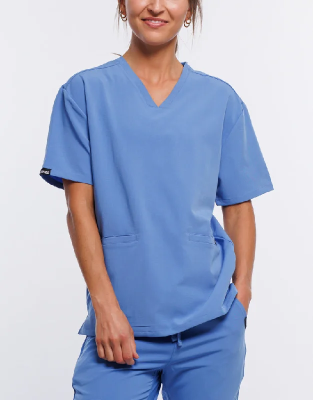 Essential V Neck Scrub Top - Ceil Blue Cool Men's Skate