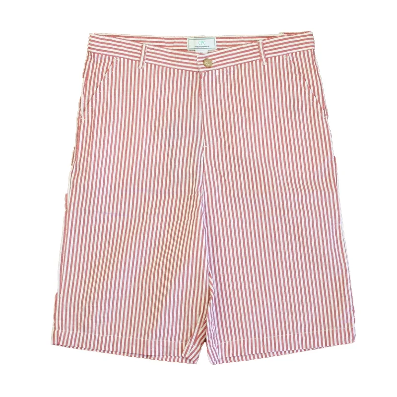 Classic Prep Boys Red | White Stripe Shorts Polished Men's Silk