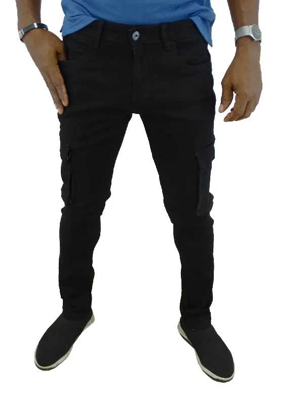 CCJIMP5414EGMCB, Interview, Men's Cargo Jeans- Black- (32-42) Monochromatic Office Style