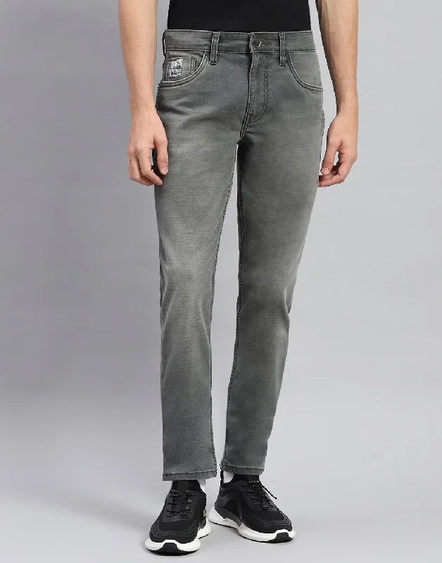 Men Grey Solid Skinny Fit Denim Unique Men's Upcycled