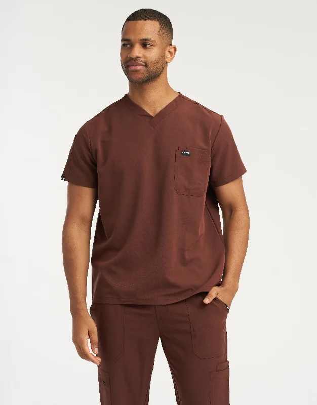 Essential V Neck Scrub Top - Cocoa Confident Men's High