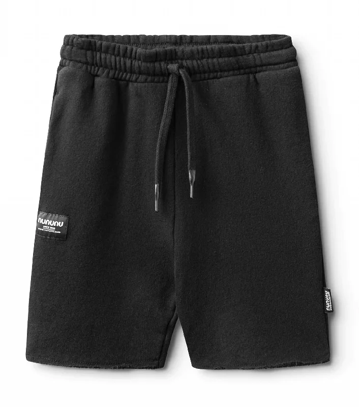 Boy's Unbalanced Sweat Shorts In Black Classic Men's Pin